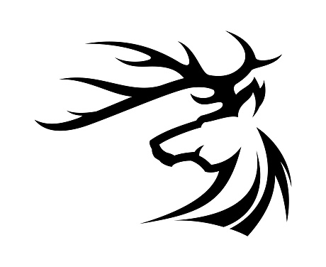 Stylized deer head silhouette - cut out vector silhouette