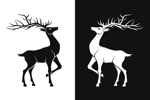 Stylized Deer silhouette silhouette - cut out vector silhouette