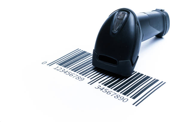 Barcode scanning. Reader laser scanner for warehouse. Retail label barcode scan isolated on white background. Warehouse inventory management. Barcode scanning. Reader laser scanner for warehouse. Retail label barcode scan isolated on white background. Warehouse inventory management bar code reader stock pictures, royalty-free photos & images