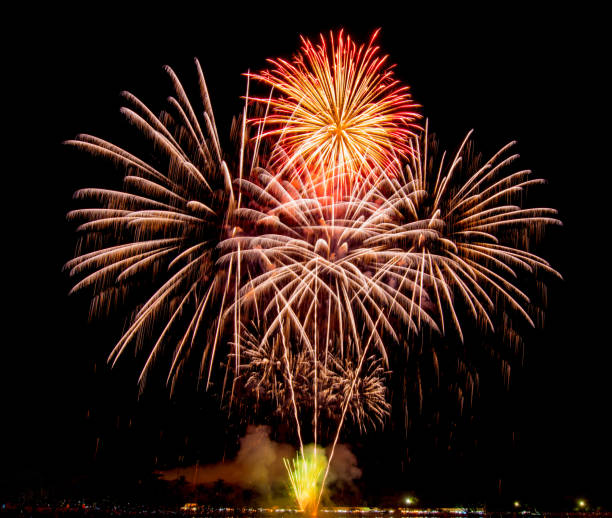 istock Amazing Beautiful firework on black background for celebration anniversary merry christmas eve and happy new year 1351777269