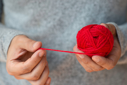 Crochet. Close-up of hands. Knitting, Hand made