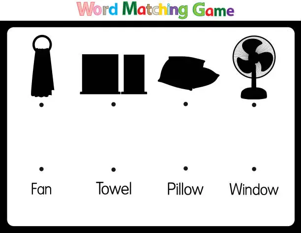 Vector illustration of Educational illustrations by matching words for young children. Learn words to match pictures. as shown in the house  category