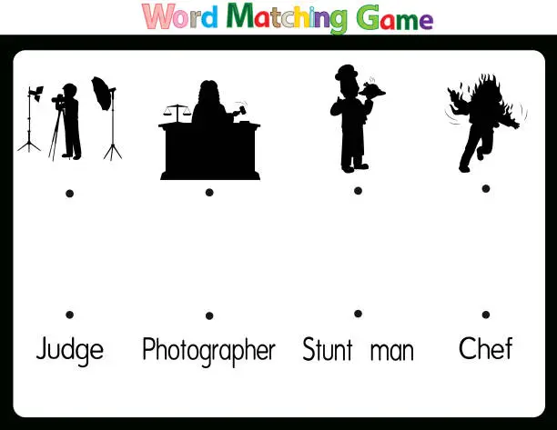 Vector illustration of Educational illustrations by matching words for young children. Learn words to match pictures. as shown in the job category