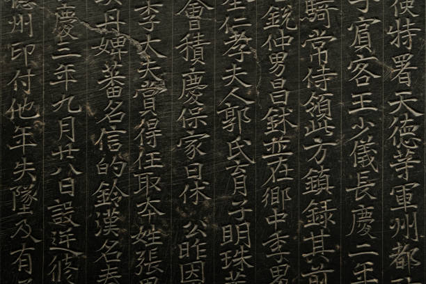 istock Ancient China Stone Stele Inscribed in Chinese 1351789619