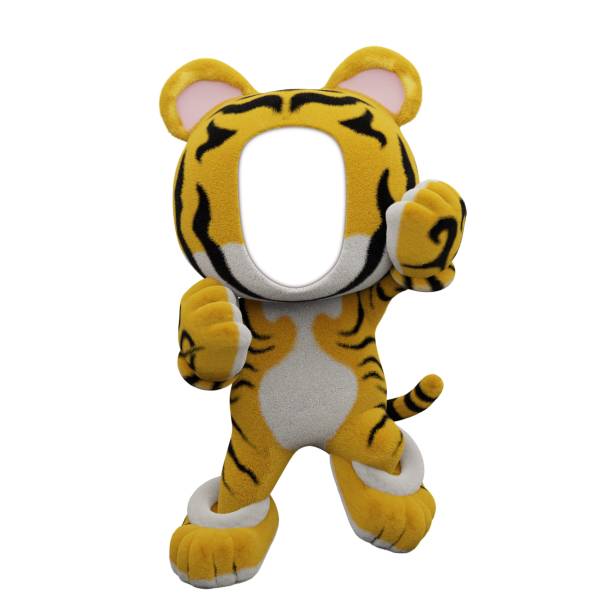 istock Graphic material 1 (3D render) wearing tiger dressing using face photography 1 (3D rendering) 1351791380