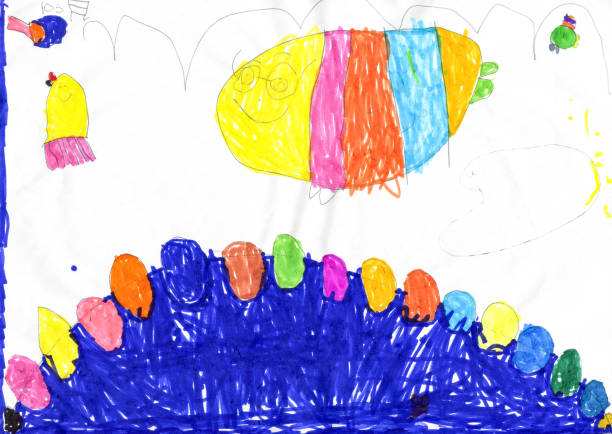 istock Child's Drawing - The underwater world 1351793172