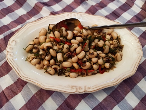 Traditional turkish Brown belly bean salad at Istanbul turkey