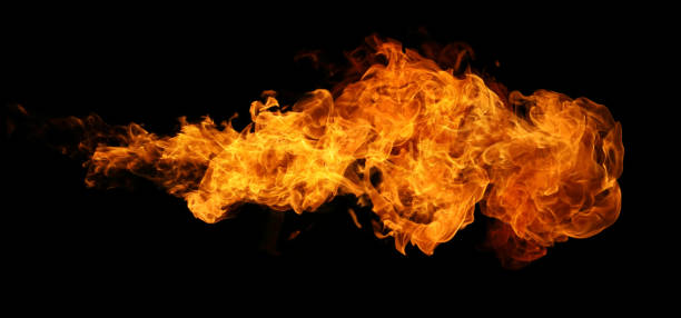 istock Fire and burning flame torch isolated on black background for graphic desig 1351796251