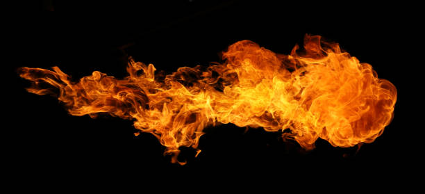 istock Fire and burning flame torch isolated on black background for graphic desig 1351796254
