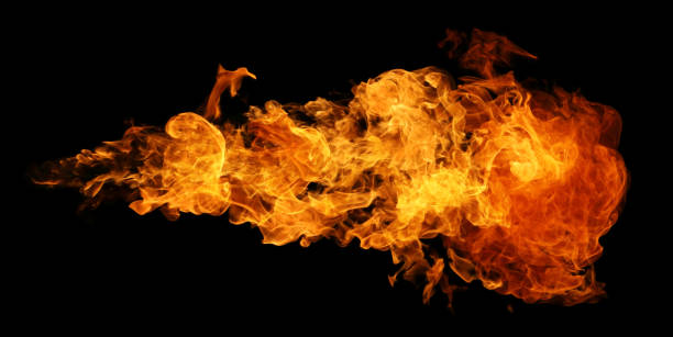 istock Fire and burning flame torch isolated on black background for graphic desig 1351796255