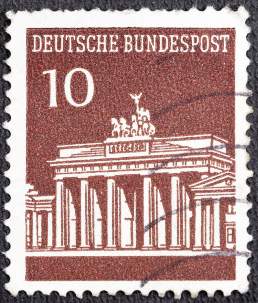 istock GERMANY- CIRCA 1965: stamp printed by Germany, shows Brandenburg Gate, circa 1965. 1351798579