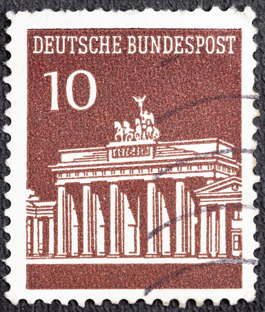 Postage stamp printed in Netherlands shows the post stamp one gulden, 1888
