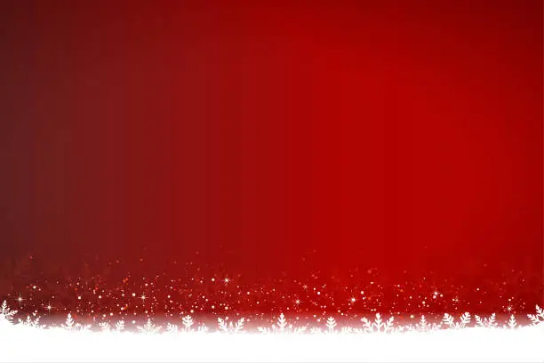 Vector illustration of Creative dark bright vibrant red or maroon coloured Christmas vector backgrounds with sparkling glittery snowflakes all over at the bottom