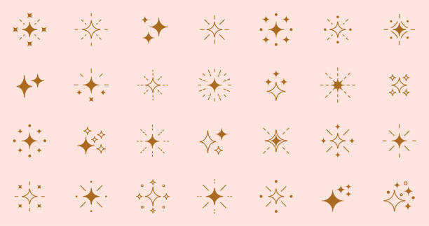 błyszcząca ikona blasku. wektorowa gwiazda dla logo, błyszczący clipart - space galaxy star glitter stock illustrations