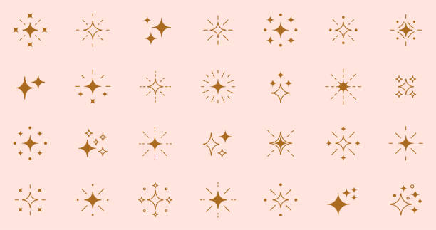 shine sparkle icon. vector blink star for logo, sparkle clipart - kıvılcım stock illustrations