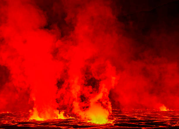lago di lava nyiragongo - idler foto e immagini stock