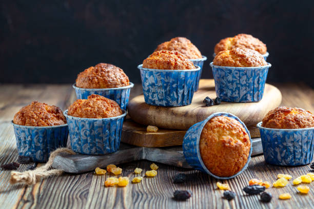 istock Homemade muffins with raisins. 1351805344