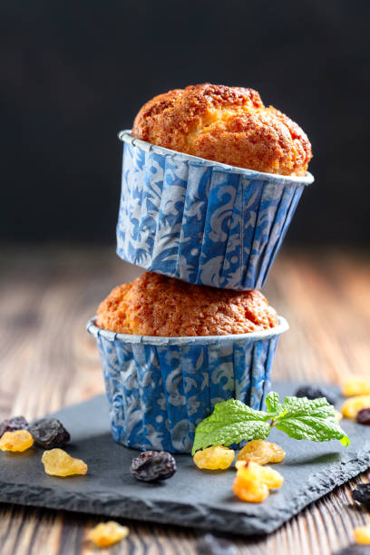 istock Muffins with dark and light raisins. 1351805350