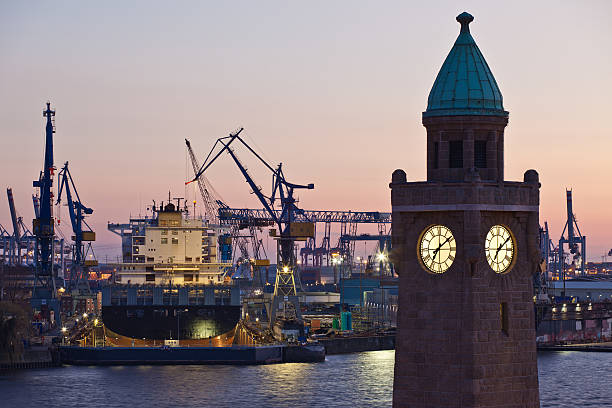 istock Hamburg harbour in the evening 135180602