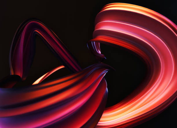 abstrakter fließender stoffhintergrund - spiral shape red shiny stock-fotos und bilder