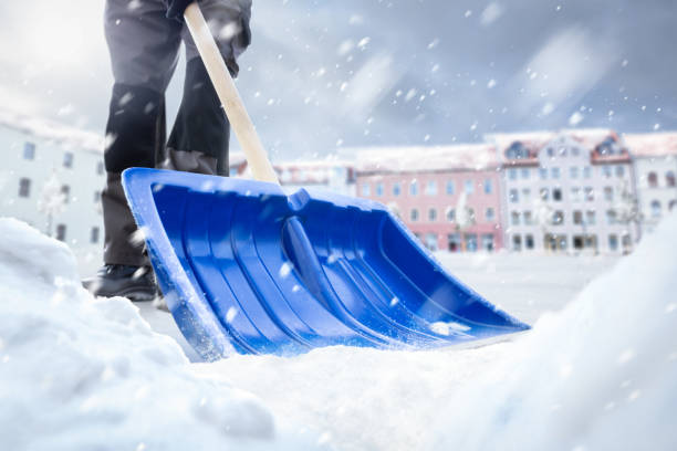 istock Snow removal with a snow shovel in winter 1351809628