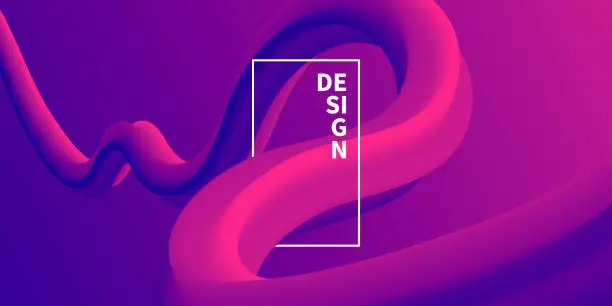 Vector illustration of Fluid Abstract Design on Purple gradient background