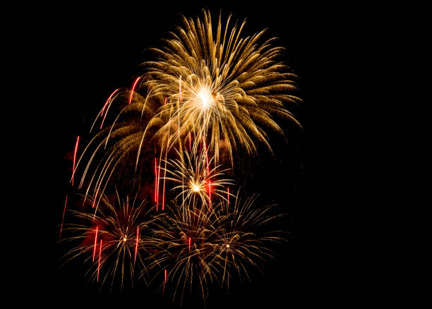 istock Amazing Beautiful firework on black background for celebration anniversary Merry Christmas eve and happy new year 1351816459