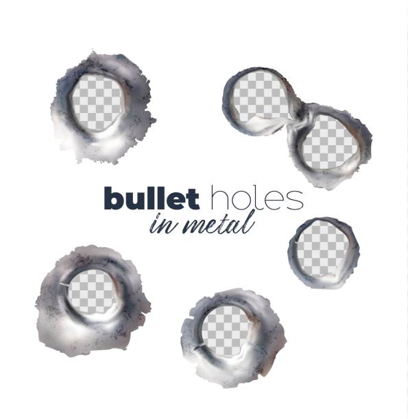 金属、銃のマークに分離された弾丸の穴 - bullet hole gun rifle bullet点のイラスト素材／クリップアート素材／マンガ素材／アイコン素材