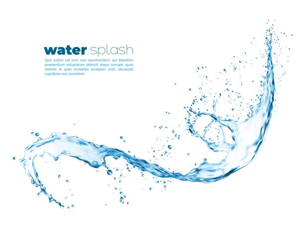 illustrazioni stock, clip art, cartoni animati e icone di tendenza di spruzzi d'acqua o flusso d'onda trasparenti e realistici - splashing water liquid spraying