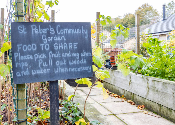 St Peter's Community Garden at St Peter's Church in Belper, England St Peter's Community Garden at St Peter's Church in Belper, England community garden sign stock pictures, royalty-free photos & images