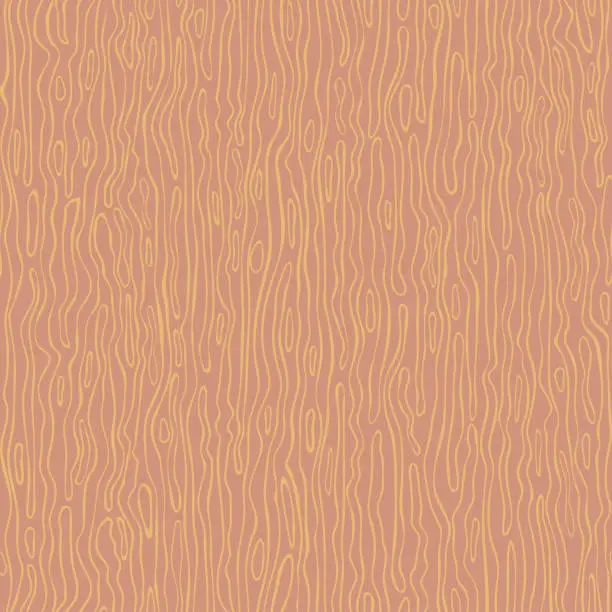 Vector illustration of Repeat vector pattern with curved line texture on light brown background. Simple wavy stripe wallpaper design. Decorative wood tile fashion textile.