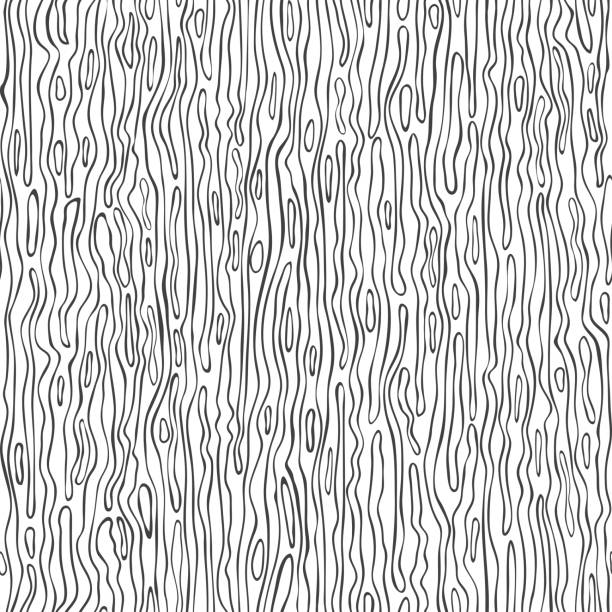 흰색 배경에 물결 모양의 선 텍스처로 벡터 패턴을 반복합니다. 간단한 곡선 스트라이프 벽지 디자인. 장식 그리드 모자이크 패션 직물. - 나무 껍질 stock illustrations