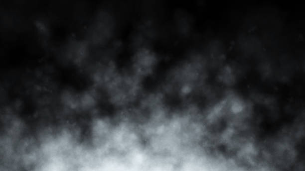 istock White smoke on black background. Dynamic abstract fog. 3D rendering. 1351830206