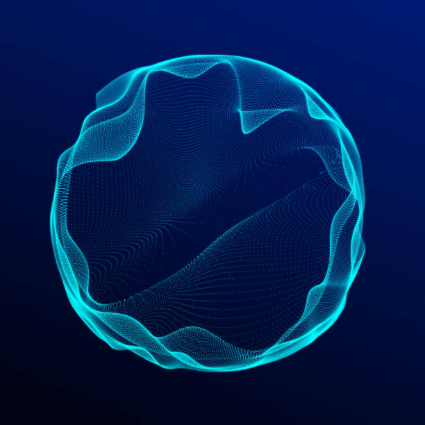 istock Spherical equalizer for music. Round sound wave of particles. Musical abstract blue background. 3D rendering. 1351830222