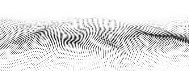 stockillustraties, clipart, cartoons en iconen met wave of particles. digital wave background concept. abstract technology background. big data visualization. - de puntjes verbinden