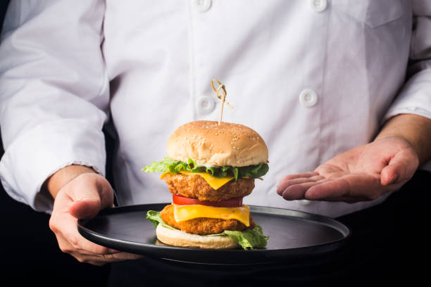 istock Western food - seafood shrimp hamburger 1351832829