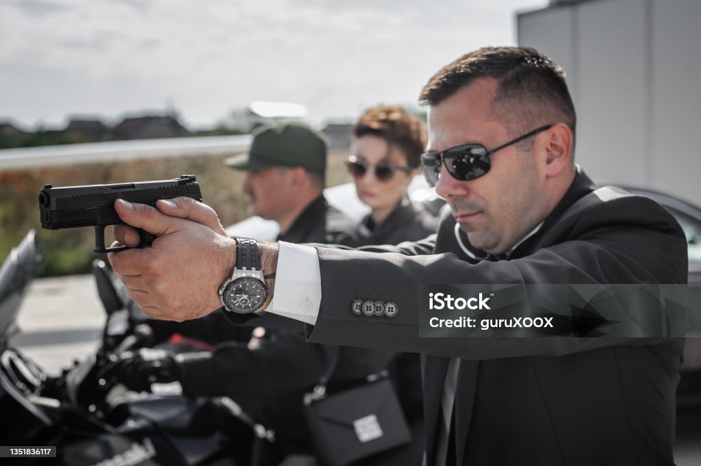 Bodyguard Team Tactical Exercise Training An Armed Bodyguard Security Team Protects ...