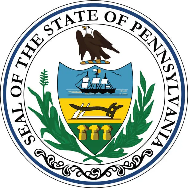 Vector illustration of Great seal of the state of Pennsylvania, USA