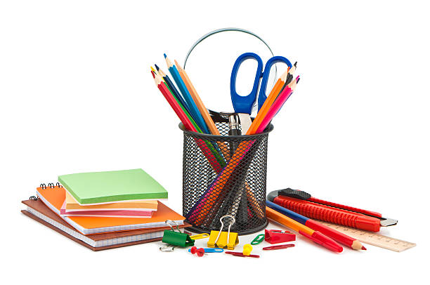 istock Miscellaneous office supplies on white background. 135184301