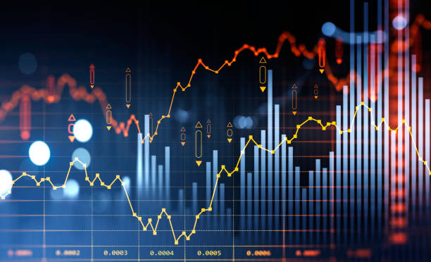 istock Financial chart and rising graph with bar diagrams 1351846445