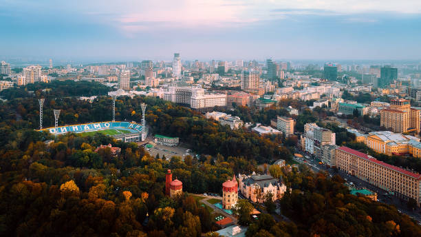 Dynamo stadium in Kiev Dynamo Stadium in Kiev, Lobanovsky, from a height fuerth stock pictures, royalty-free photos & images