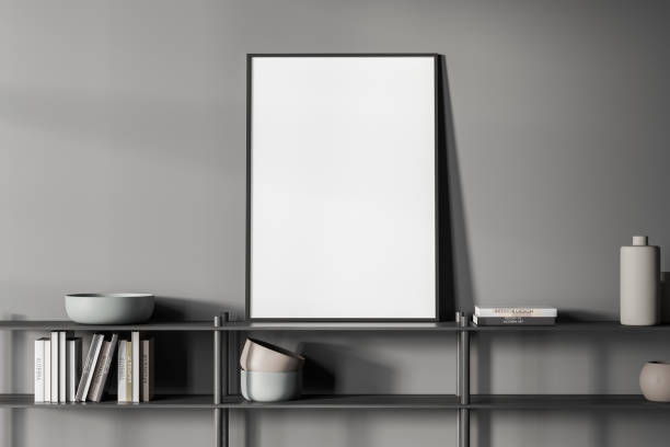 istock Canvas standing on shelf in grey living room 1351849187