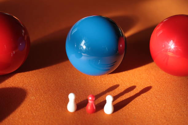 istock Carambole billiard blue ball on the table playing surface 1351851223