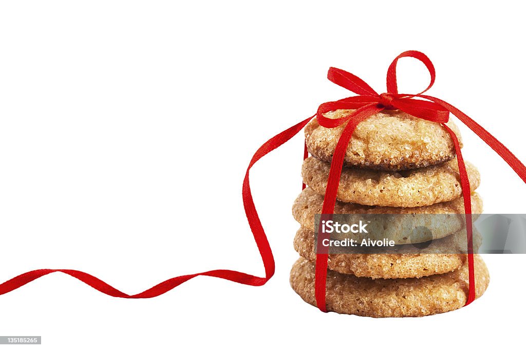 Gingerbread cookies Stack of christmas gingerbread cookies tied with red ribbon isolated on white. Baked Pastry Item Stock Photo
