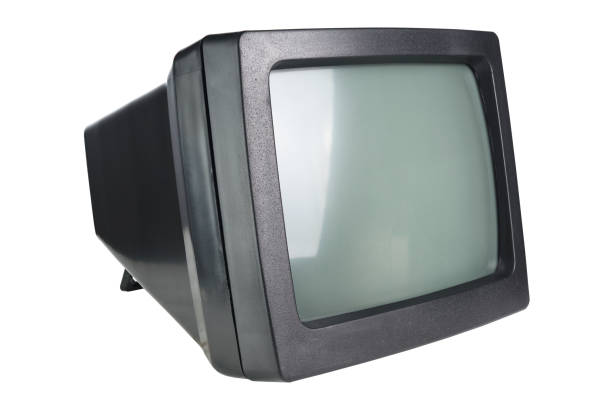 Old CRT computer monitor isolated on white.