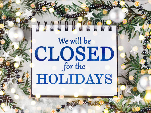 istock We'll be closed for the holidays. Signboard 1351853803