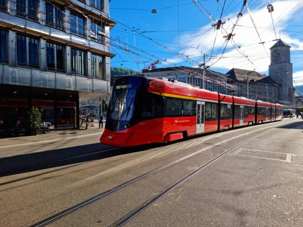 St. Gallen wirh Appenzeller Bahn. The image was captured during a sunny day in autumn season.