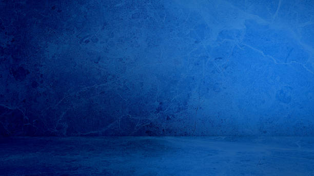 blue emperado marble floor and wall backgrounds, room, interior, indoor for products displayed. realistic empty room of stone  materail with artificial light. - eenvoud fotos stockfoto's en -beelden