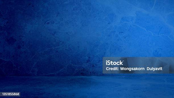 Blue Emperado Marble Floor And Wall Backgrounds Room Interior Indoor For Products Displayed Realistic Empty Room Of Stone Materail With Artificial Light Stock Photo - Download Image Now