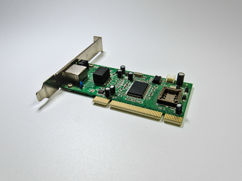 Ethernet network adapter computer card, bottom side view